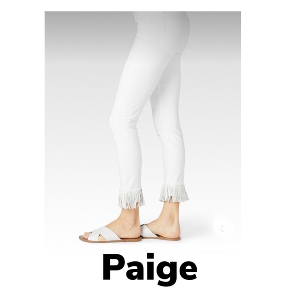 PAIGE Denim - Paige white skinny crop leather fringe!